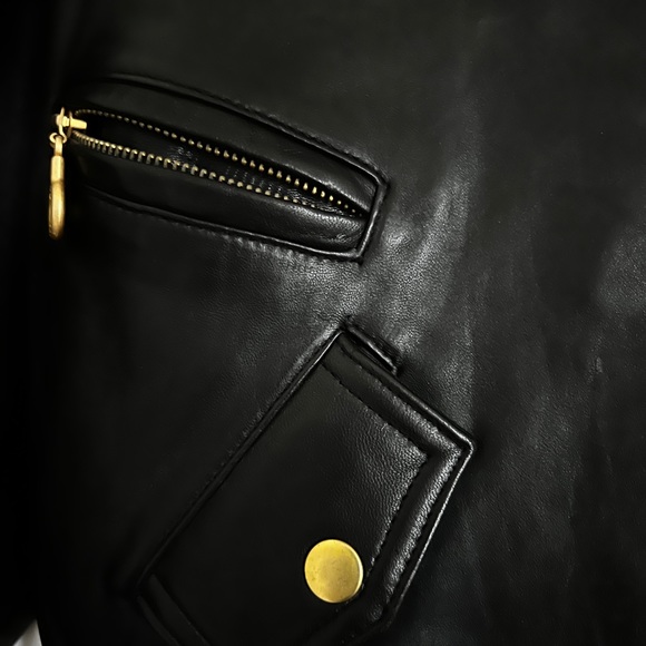Black buttery soft leather jacket with gold hardware. - Picture 4 of 5